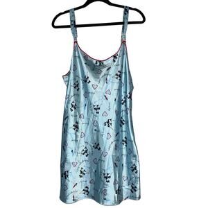 Y2K Scottish Terrier Dog Blue Slip Satin Nightie Womens XL Doggie Puppy Pajamas